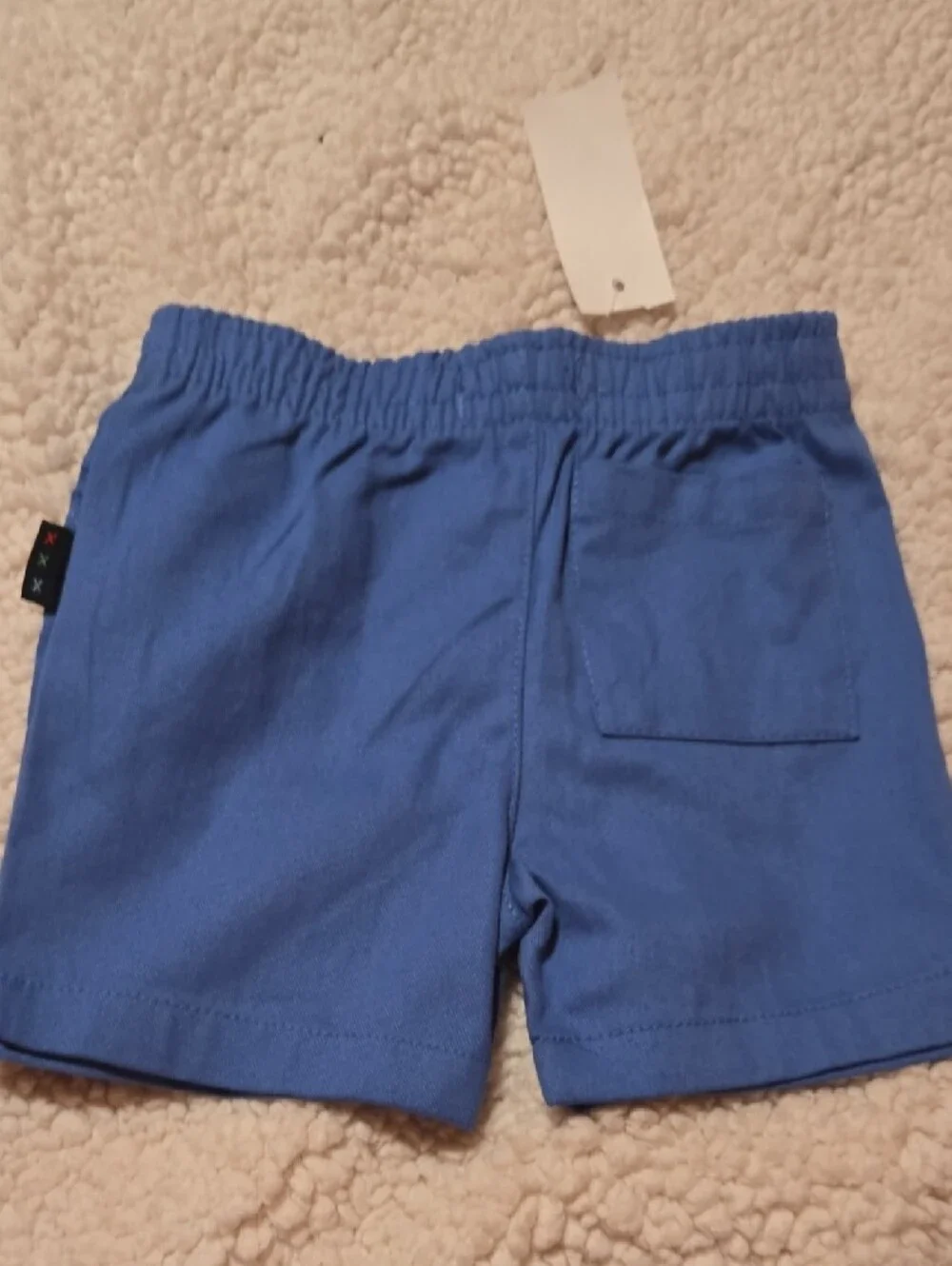 Button Amd Thread Elastic Waist Blue Shorts Nwt 0-3 Mos